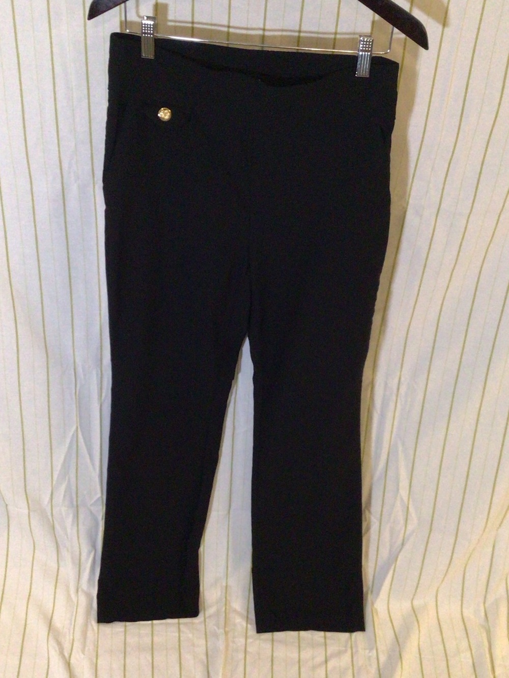 Counterparts Black Cropped Straight-Leg Pull-On Pants